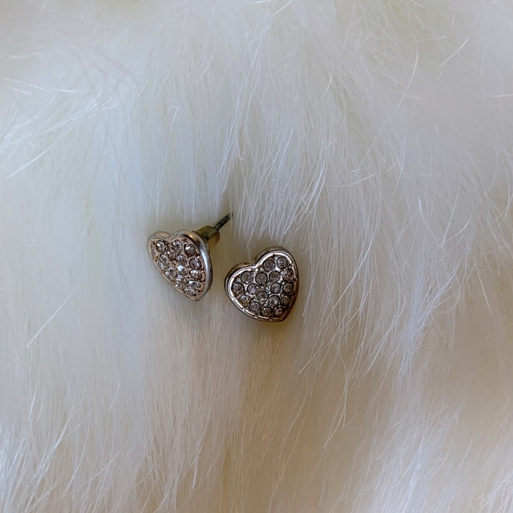 Gold and pave heart earrings